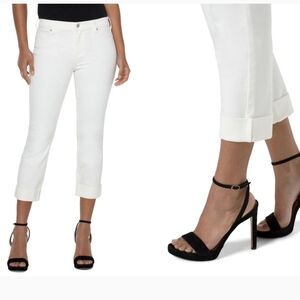 Liverpool White Cropped Cuffed Ankle Jeans